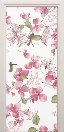 XL deursticker roze bloemen_3424175